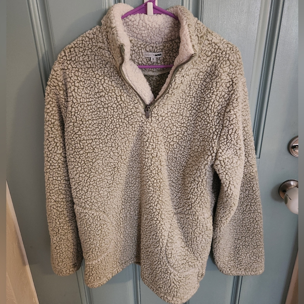Fashion Nova Cream Sherpa Jacket